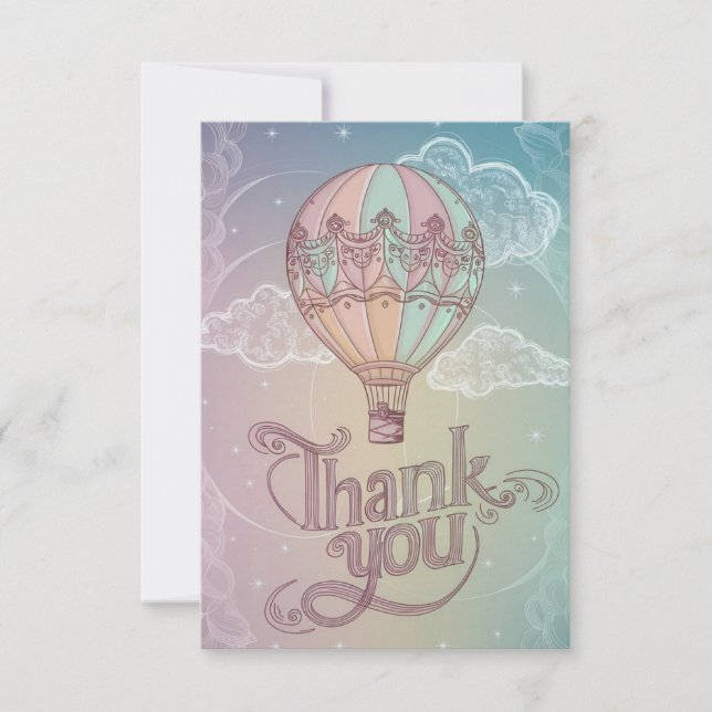 Carte De Remerciements Charming Rainbow Hot Air Balloon (Devant)
