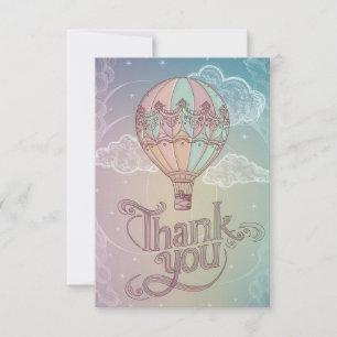 Carte De Remerciements Charming Rainbow Hot Air Balloon