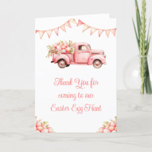 Carte De Remerciements Chasse aux oeufs de Pâques de Camion rose