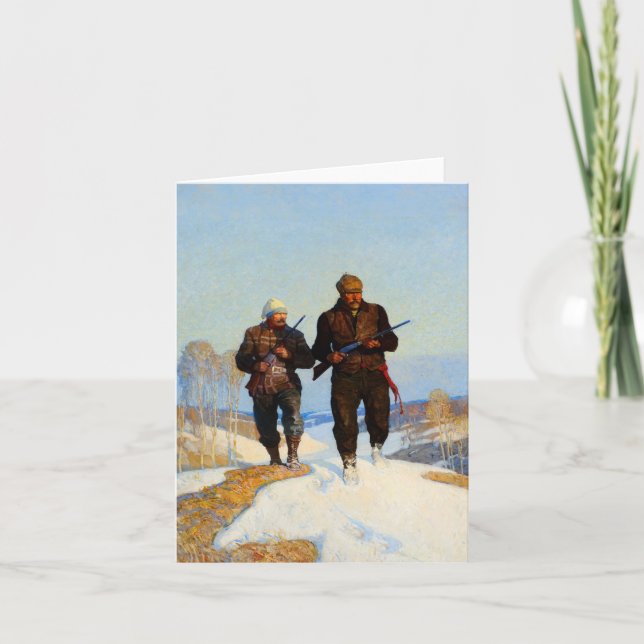 Carte De Remerciements Chasseurs de cerfs par Newell Convers Wyeth (Devant)