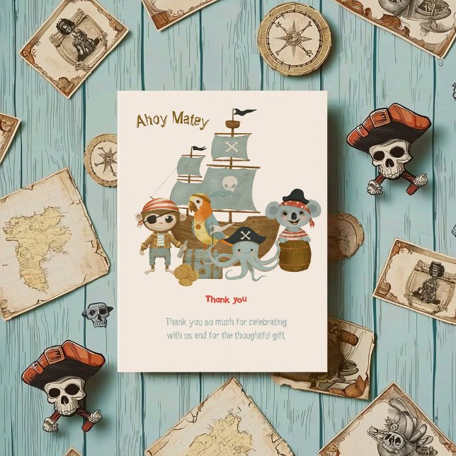 Carte De Remerciements Chasseurs de trésors Pirate Anniversaire (Créateur téléchargé)