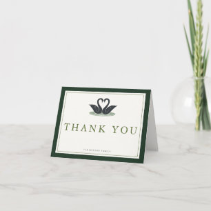 Carte De Remerciements Chasseuse de sage vert toile fantaisiste Cygne Per