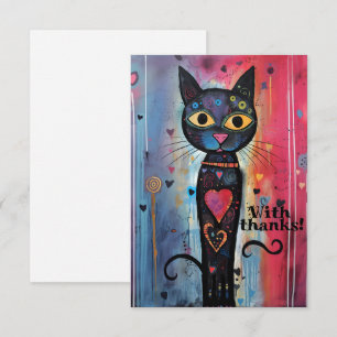 Carte De Remerciements Chat Abstrait Artistique à grand oeil
