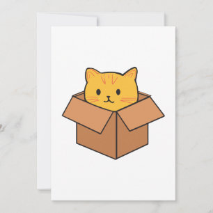 Carte De Remerciements Chat assis à l'intérieur du carton