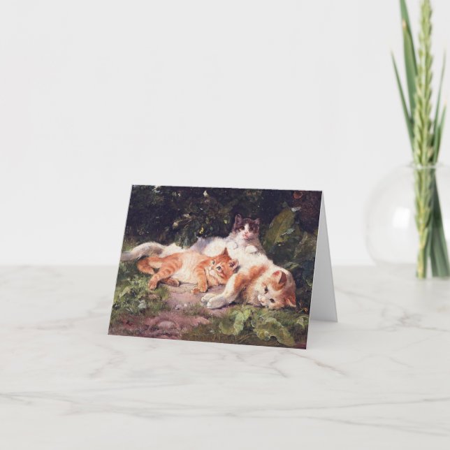Carte De Remerciements Chat avec Kittens Art (Devant)