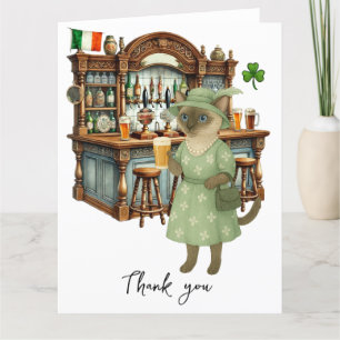 Carte De Remerciements Chat boit de la bière dans Irish Pub