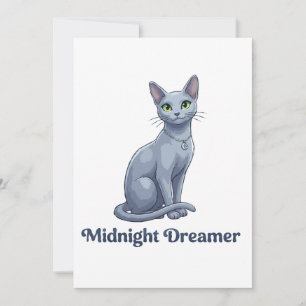 Carte De Remerciements Chat céleste rêveur de minuit
