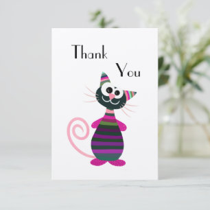 Carte De Remerciements Chat coloré mignon