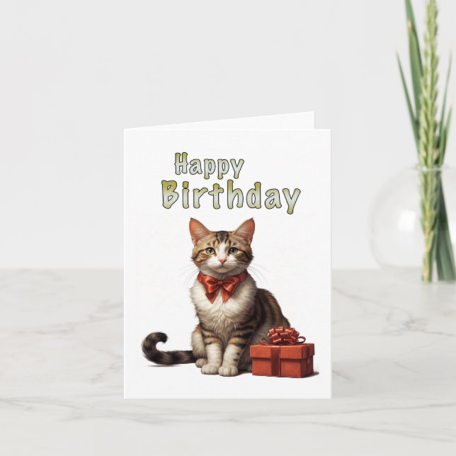 Carte De Remerciements chat d'anniversaire heureux (Devant)