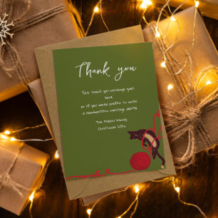 Carte De Remerciements Chat de Noël emmêlé – Moment de jeu festif avec un