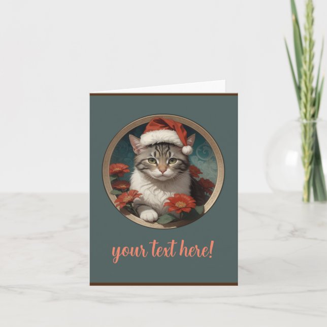 Carte De Remerciements chat de Noël mignon (Devant)