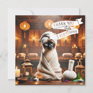 Carte De Remerciements Chat de Siamese dans le PARTI Spa