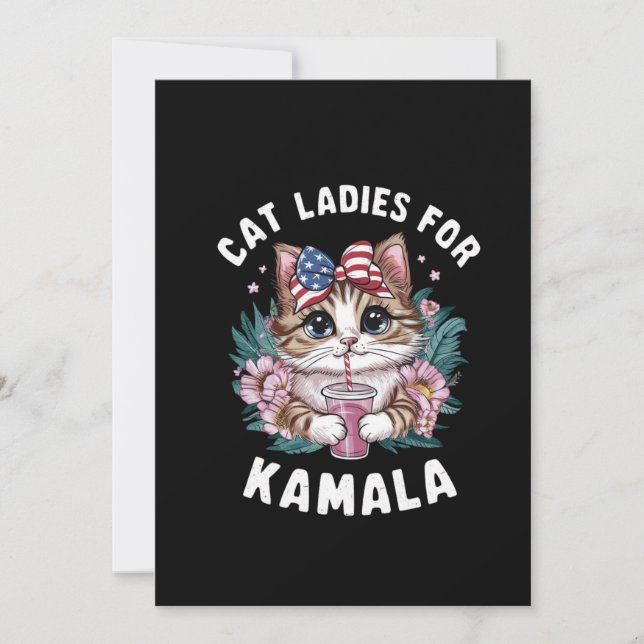 Carte De Remerciements Chat Ladies For Kamala (9) (Devant)