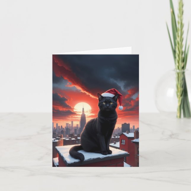 Carte De Remerciements chat noir (Devant)