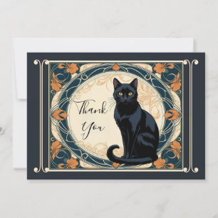 Carte De Remerciements Chat Noir Élégant Personnalisé