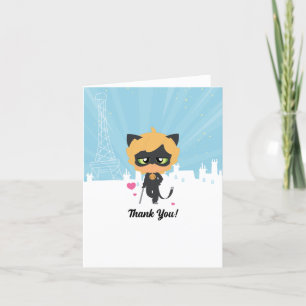 Carte De Remerciements Chat Noir Miraculous Chibi Anniversaire