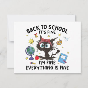 Carte De Remerciements Chat noir Retour à l'école Son Im fin Partout