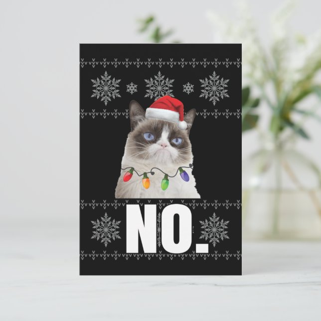 Carte De Remerciements Chat Non Grumpy Xmas Chats Pas De Vilains Cadeaux  (Debout devant)