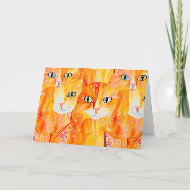 Carte De Remerciements chat orange Abstrait (Devant)