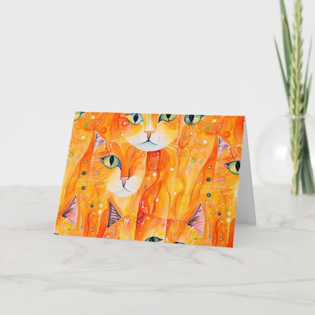 Carte De Remerciements chat orange Abstrait (Devant)