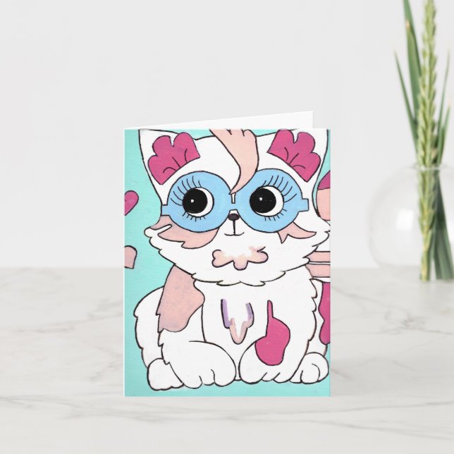 Carte De Remerciements Chat Pop Pixie (Devant)