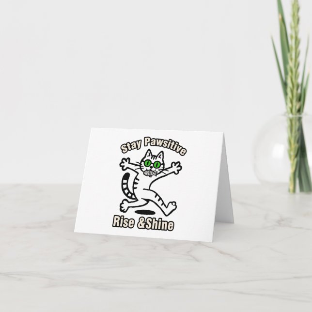 Carte De Remerciements Chat Restez Positif (Devant)