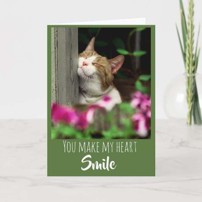 Carte De Remerciements Chat Souriant Dit Que Tu Fais Sourire Mon Coeur (Devant)