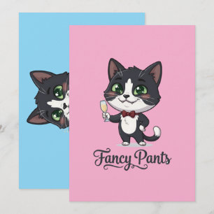 Carte De Remerciements Chat Tuxedo Fancy Pants Porte un Toast