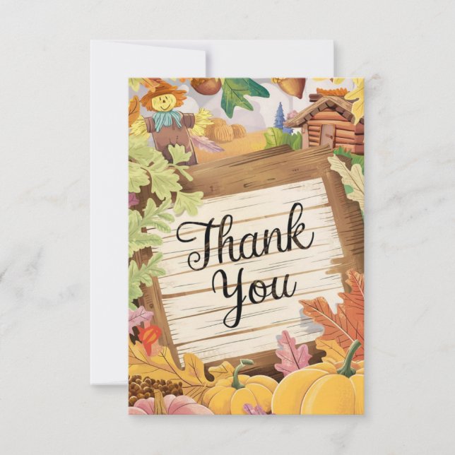 Carte De Remerciements Châtaignes citrouilles automne (Devant)