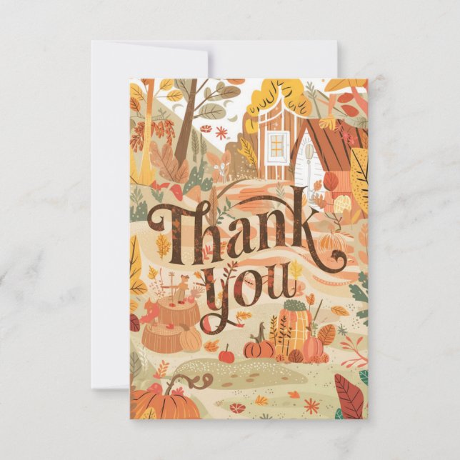 Carte De Remerciements Châtaignes citrouilles automne (Devant)