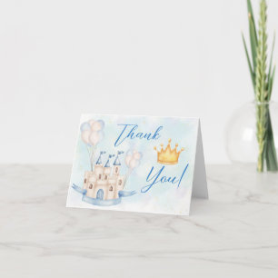 Carte De Remerciements Château Fairytale couronne bleu ballons garçon