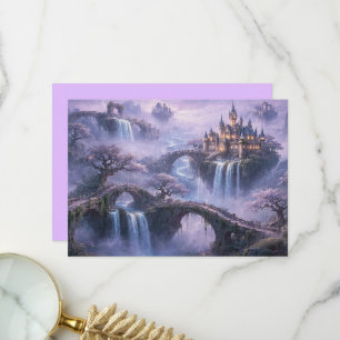 Carte De Remerciements Château Fantastique Paysage Surréaliste Lavande Bl