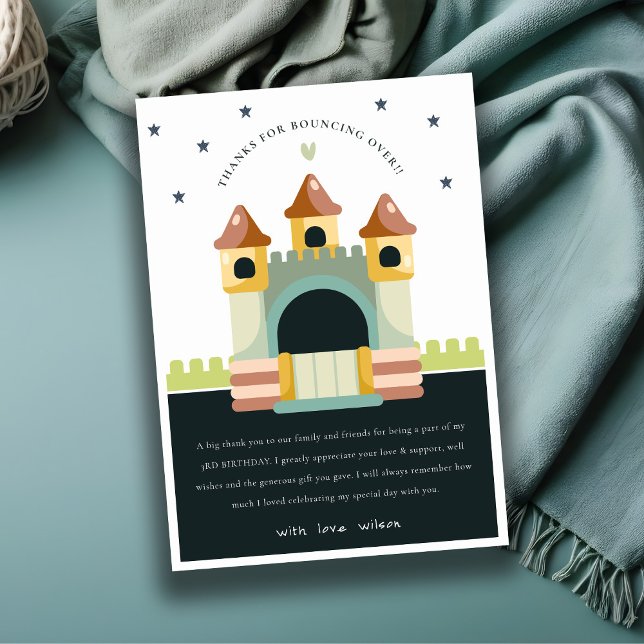 Carte De Remerciements Château Gonflable Pastel Saut & Fête d'anniversair (Créateur téléchargé)