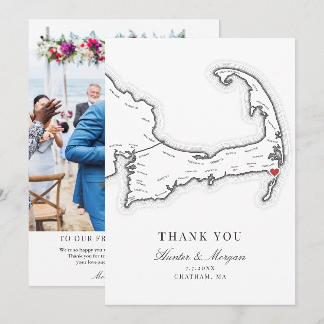 Carte De Remerciements Chatham Bars Inn Cape Cod Mariage Photo (Devant / Derrière)