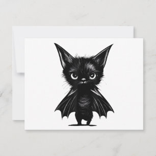 Carte De Remerciements Chaton noir grincheux d'Halloween en costume de ch