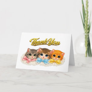 Carte De Remerciements Chatons de style victorien Rubans et Dentelle Merc