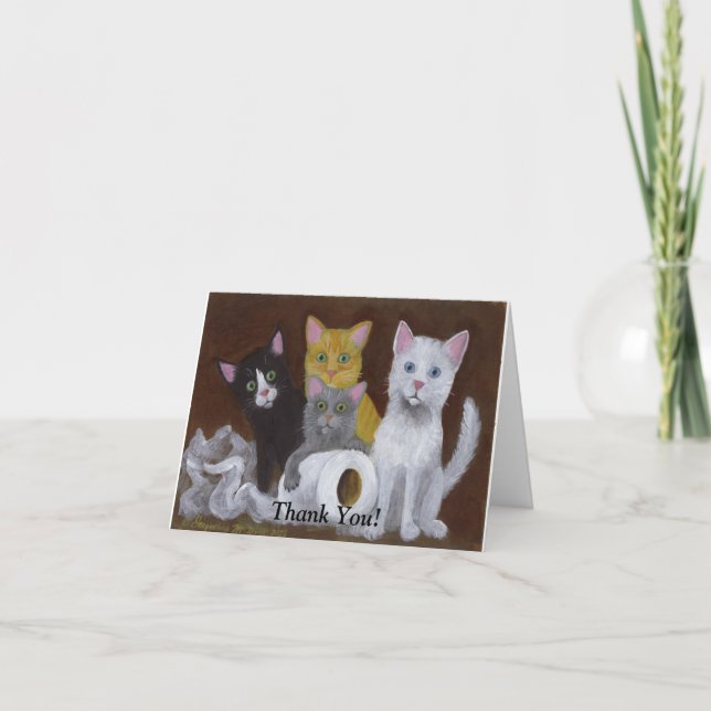 Carte De Remerciements Chatons Joueurs (Devant)