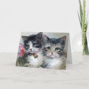 Carte De Remerciements Chatons vintages Art 2, Votre Texte