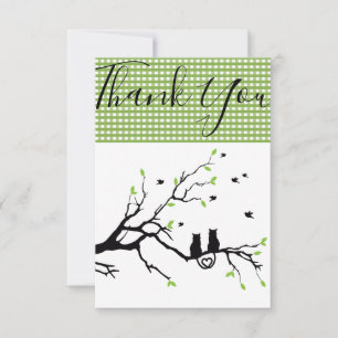Carte De Remerciements Chats Amoureux Mariage Vert