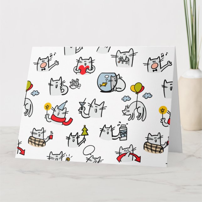 Carte De Remerciements Chats amusants, lait et magie. (Devant)