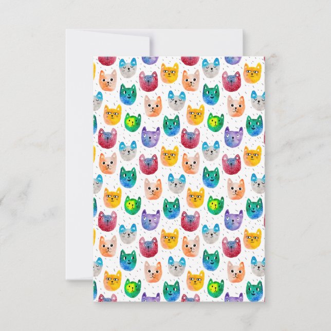 Carte De Remerciements Chats aquarelles et amis (Devant)
