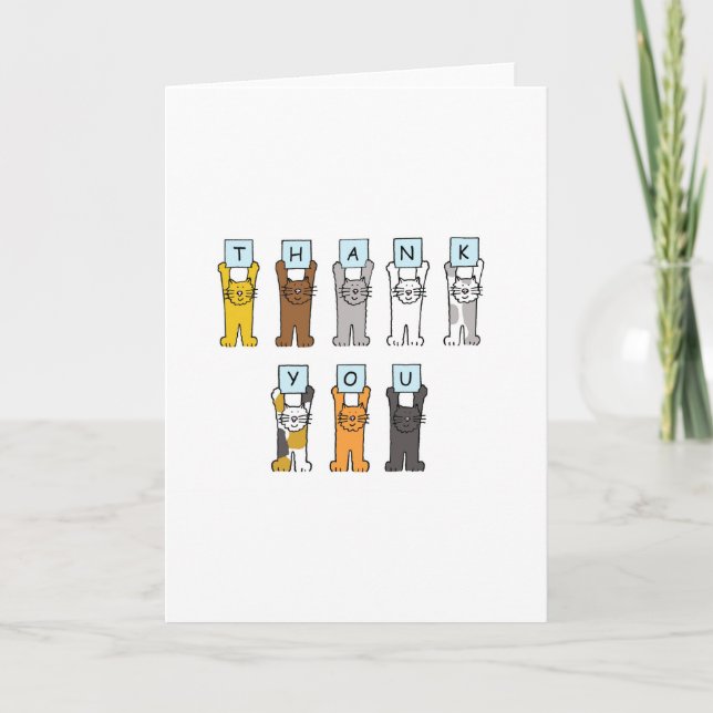 Carte De Remerciements Chats caricaturaux Mercis (Devant)
