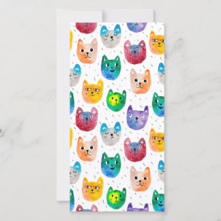 Carte De Remerciements Chats et amis à l'aquarelle