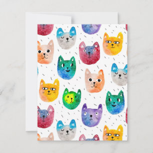 Carte De Remerciements Chats et amis d'aquarelle