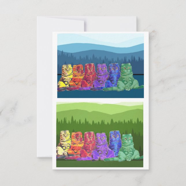 Carte De Remerciements Chats Rainbow (Devant)