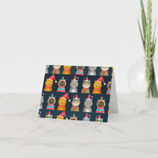 Carte De Remerciements Chatte motif Noël, Meow Noël