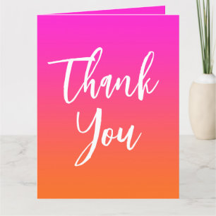 Carte De Remerciements Chaud Magenta Rose et Dégradé Orange Clair