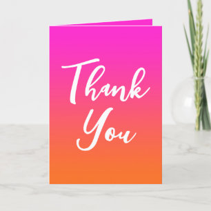 Carte De Remerciements Chaud Magenta Rose et Dégradé Orange Clair