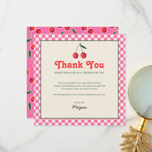 Carte De Remerciements Chaud rose Berry Cherry Retro Anniversaire