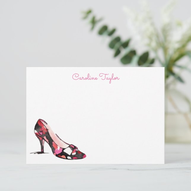 Carte De Remerciements Chaussure de concepteur à talons haute aquarelle p (Debout devant)